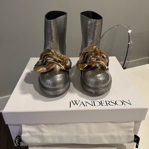 NEW JW Anderson Chain Glitter Ankle Rubber Boots